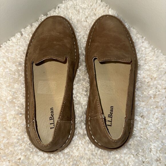 LL Bean Stonington Slip On Loafer 7M Brown Nubuck Casual Comfort Minimalist Boat - Picture 6 of 9